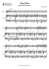 amor eterno + beginner + violin and piano + thumbnail