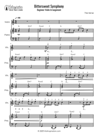 bittersweet symphony + beginner + violin and piano + thumbnail