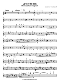carol of the bells + intermediate + violin solo + thumbnail