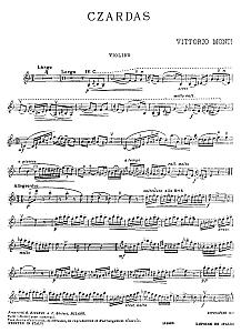 czardas violin sheet music - Monti - Czardas