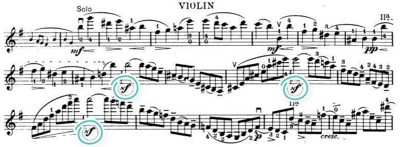 dynamics in music - Sforzando - Mendelssohn Violin Concerto