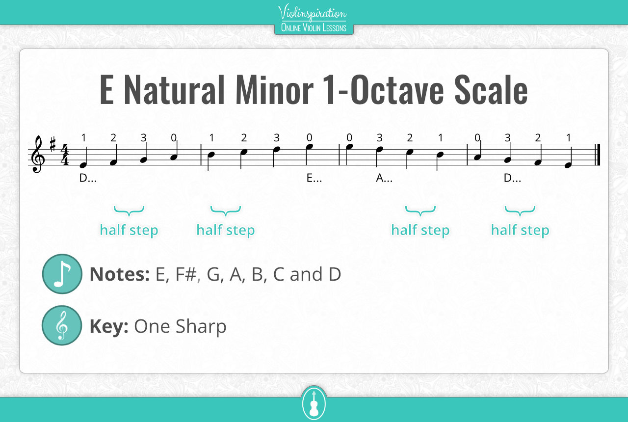e minor scale violin - first position notes and fingering