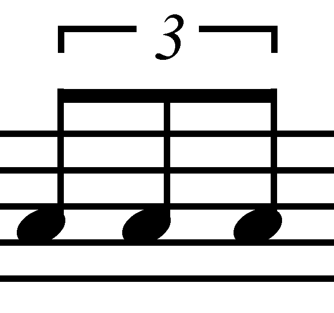 Three beamed eighth notes grouped as a triplet and labeled 3.