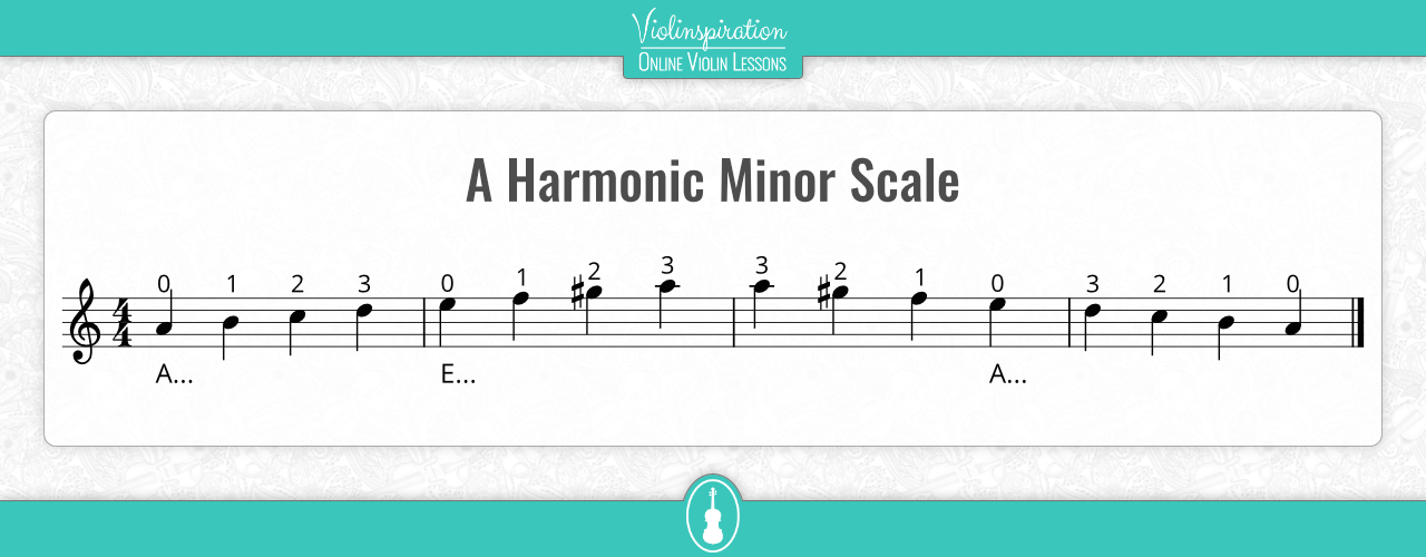 minor keys - a minor scale violin - harmonic scale