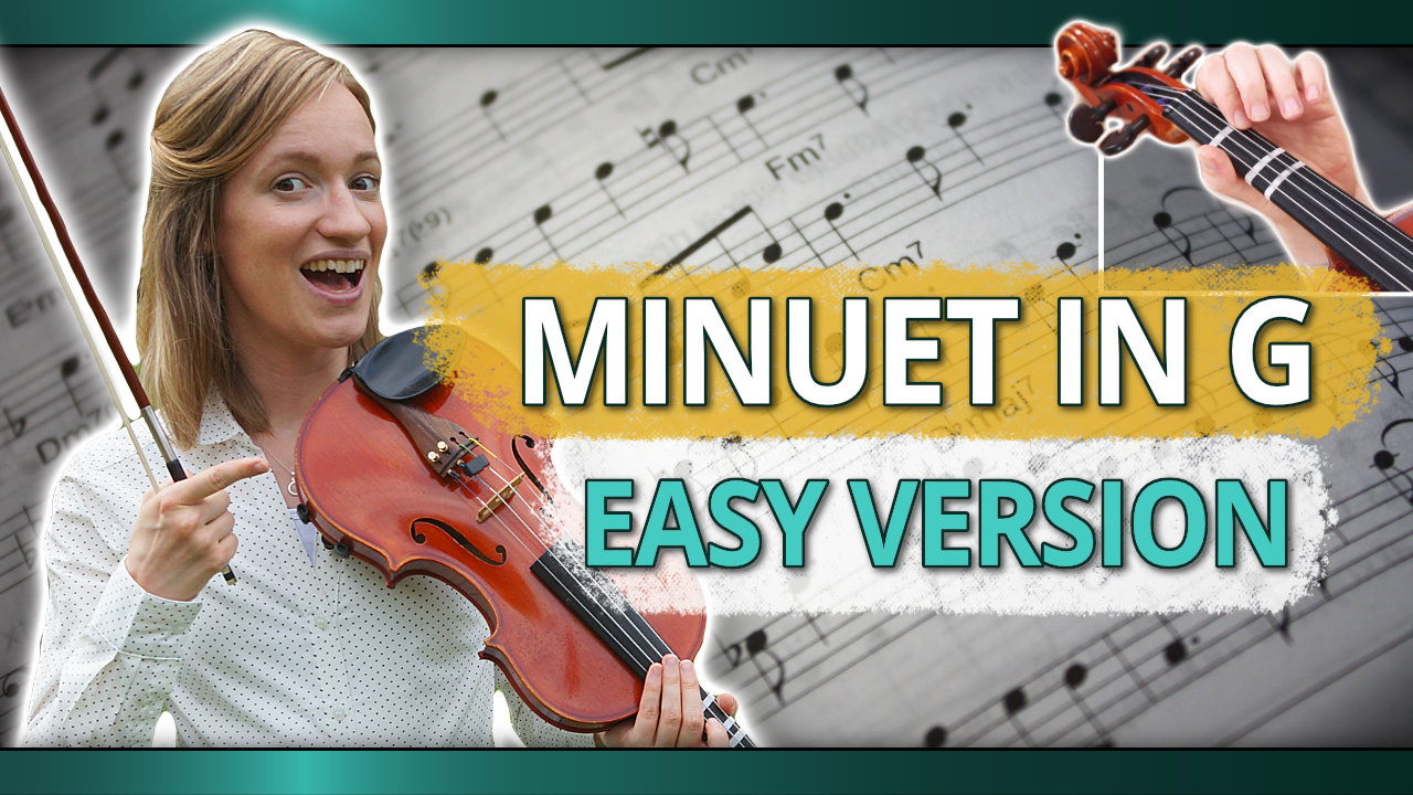 Violin Lesson – Minuet in G (Easy Version in D Major) Violin Sheet Music Turorial