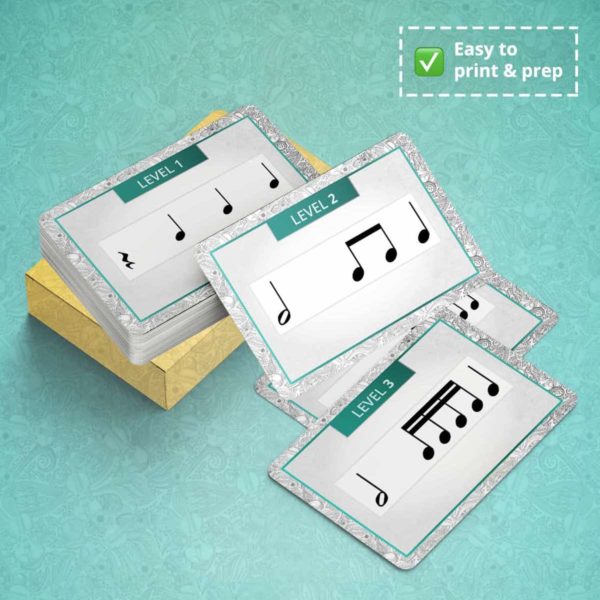 Rhythm Cards – violin game – downloadable (PDF) flashcards