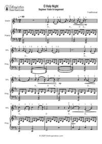o holy night + beginner + violin and piano + thumbnail