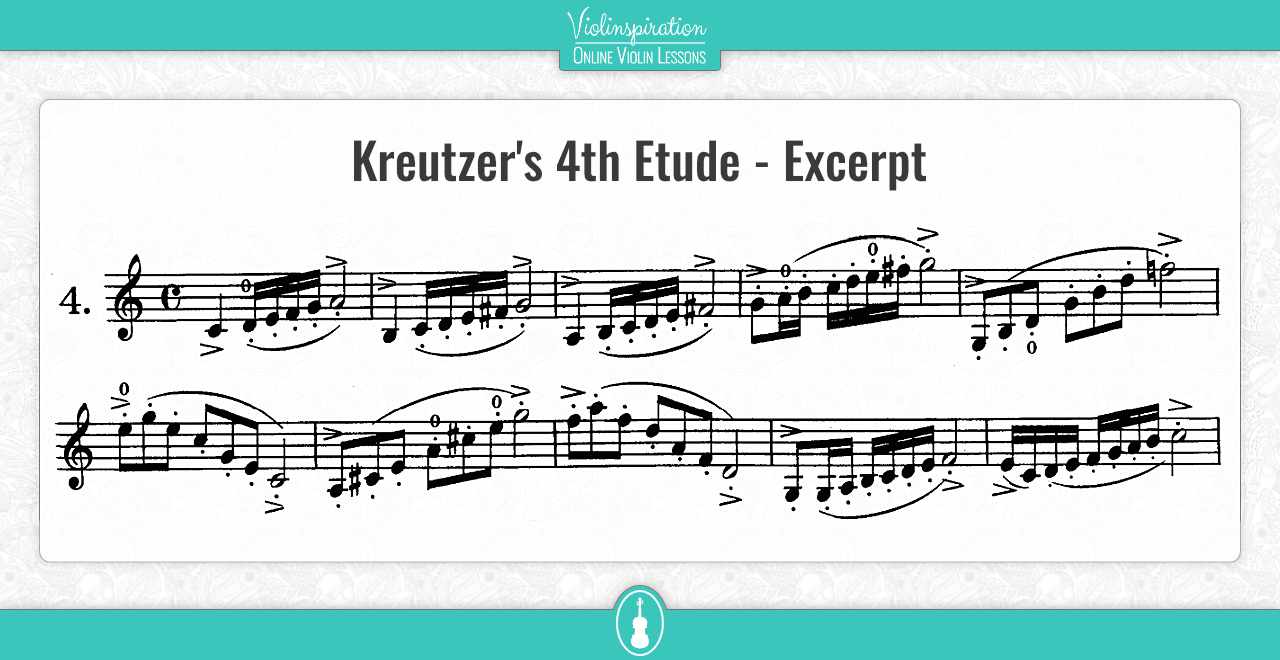 up-bow staccato - Rodolphe Kreutzer - etude 4 excerpt - free sheet music