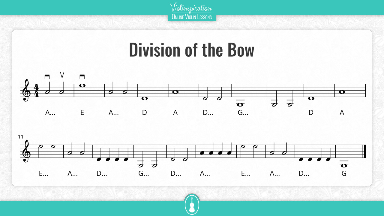 violin bowing exercises - division of the bow