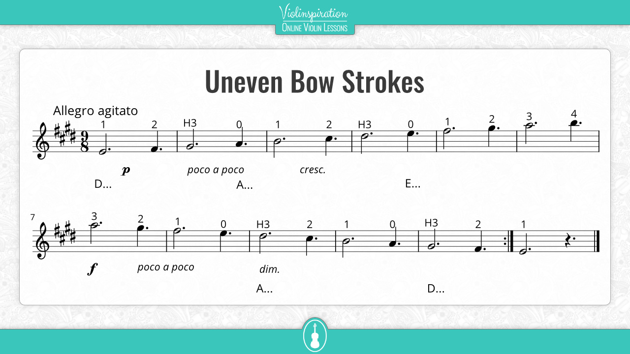 violin bowing exercises - uneven bow strokes
