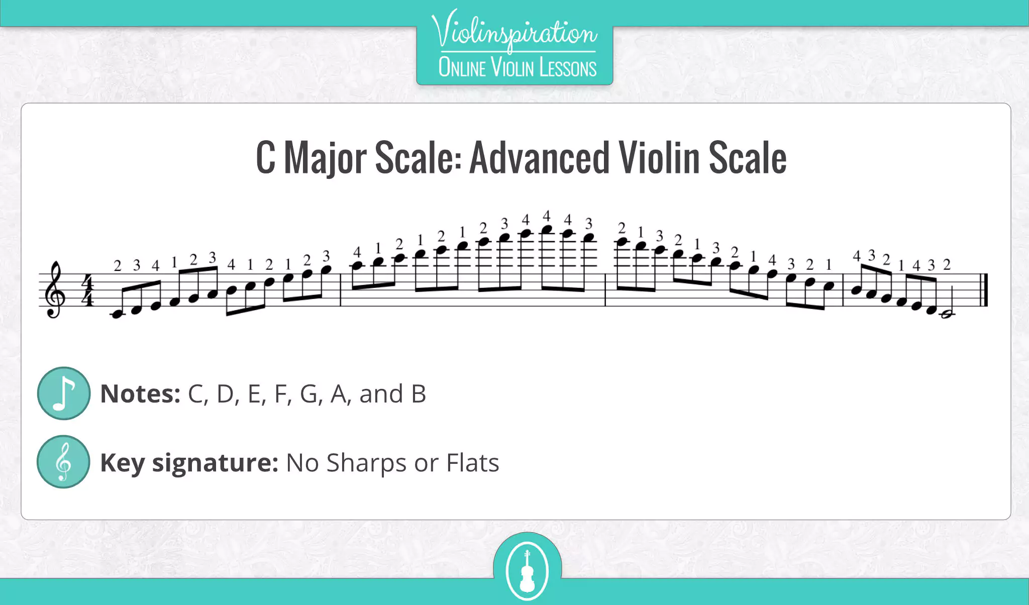 violin c major scale - advanced - 3-octaves