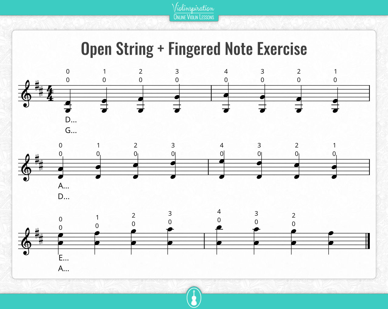 violin double stops chart - Open String + Fingered Note Exercise