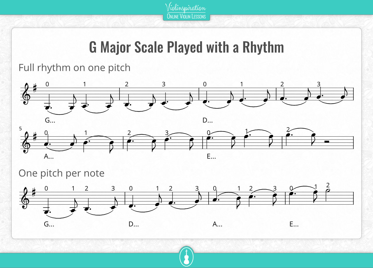 violin exercises for beginners - G Major Scale Played with a Rhythm