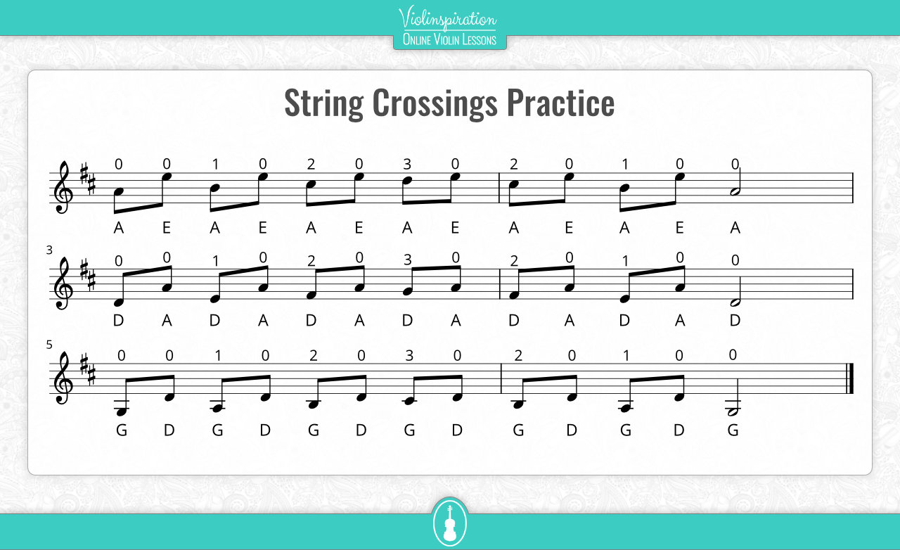 violin exercises for beginners - String Crossings Practice