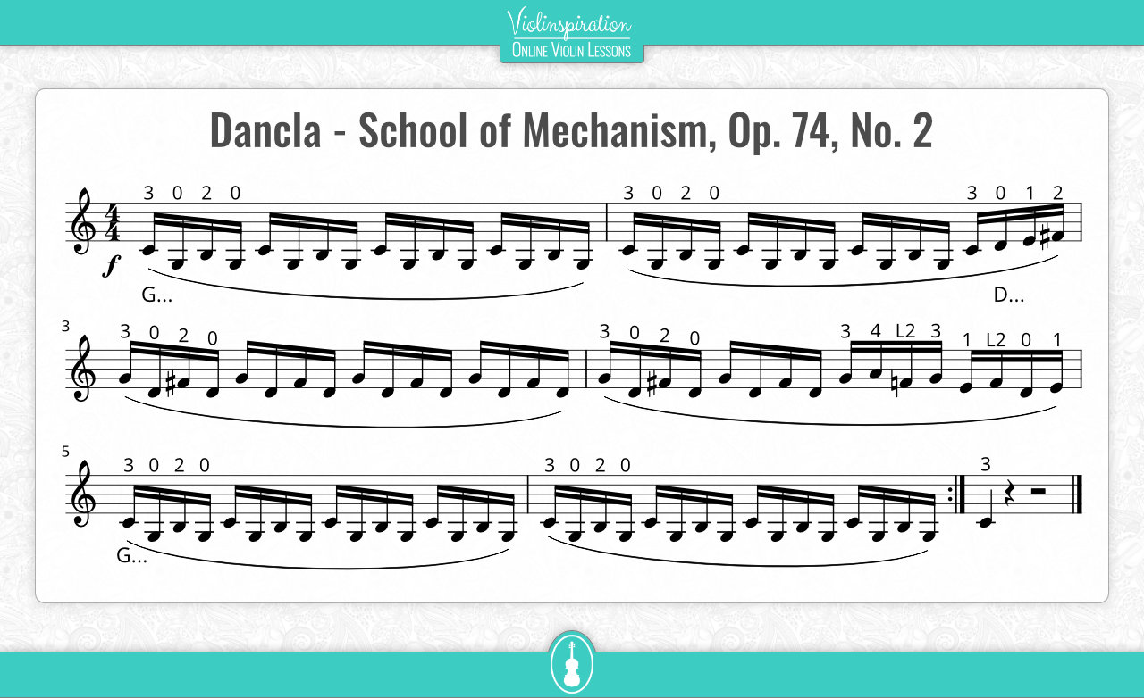 violin exercises for beginners - intonation exercise from Dancla Op. 74 no. 2