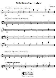violin harmonics chart - free exercises sheet music