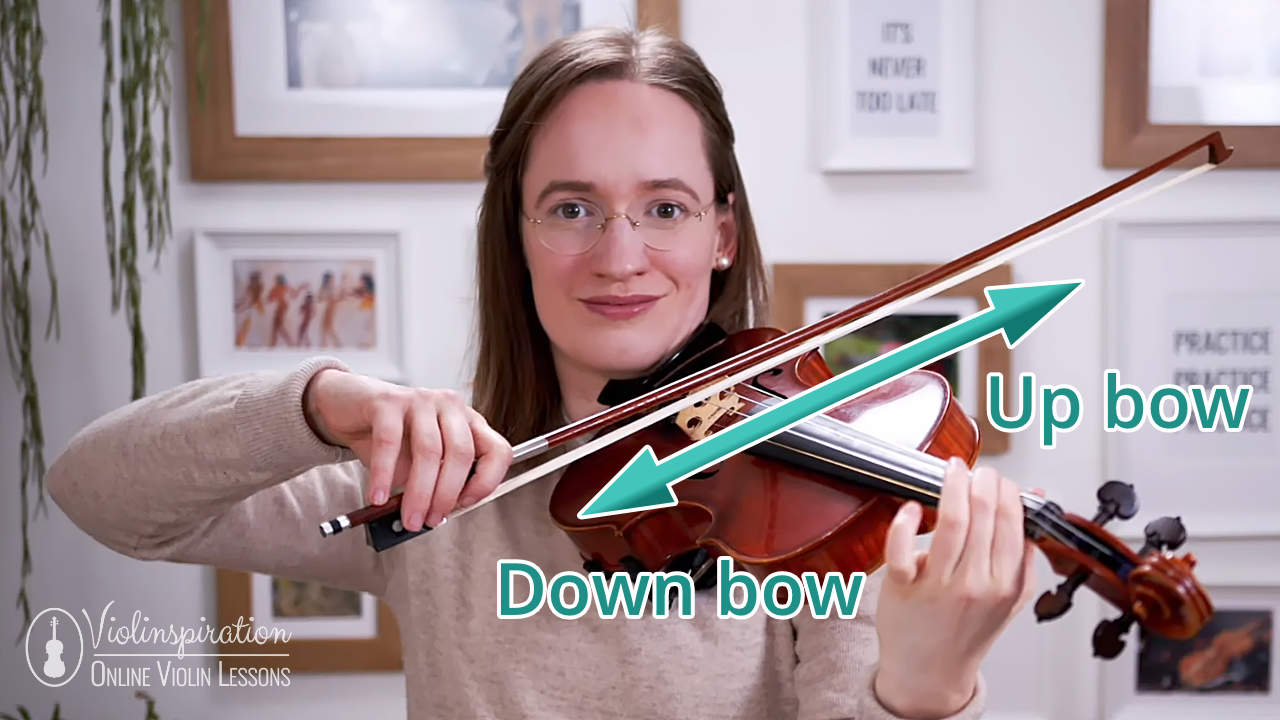 violin legato - up bow stroke and down bow stroke