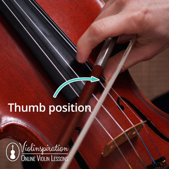 violin plucking - Right–hand pizzicato - thumb position