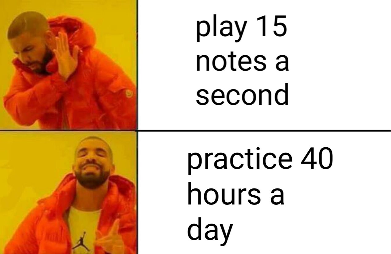 violin practice routine - Practice 40 Hours a Day Meme