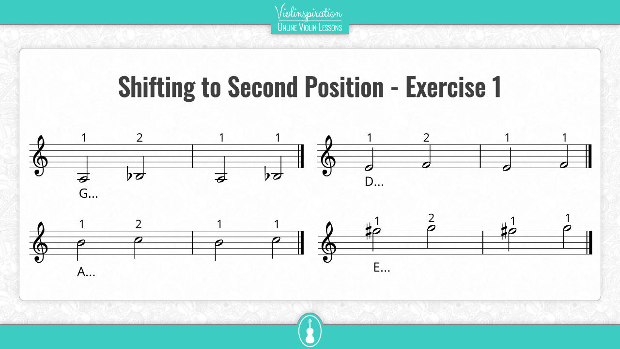 violin second position - Shifting to Second Position - Exercise 1