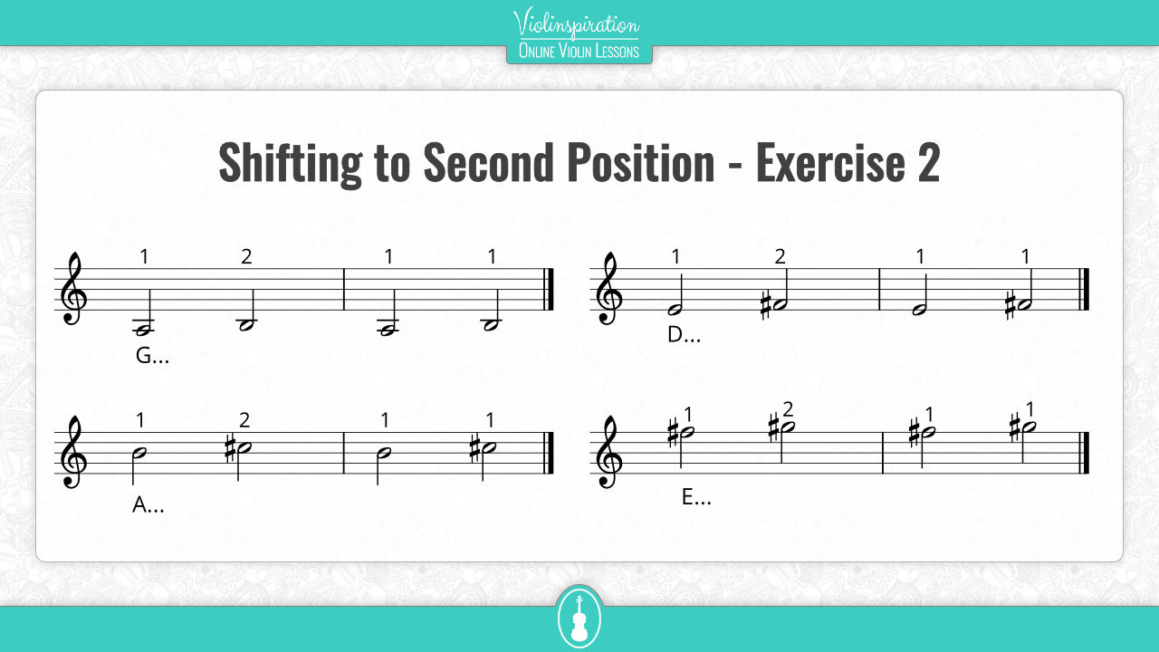violin second position - Shifting to Second Position - Exercise 2