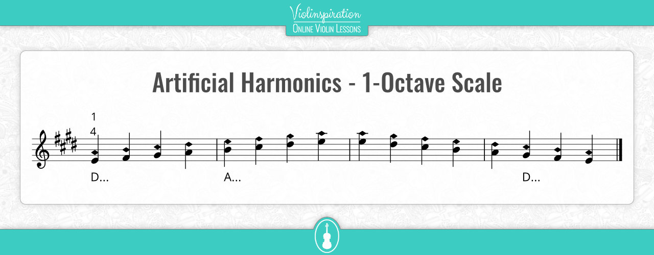 violin technique exercises - Artificial Harmonics - 1-Octave Scale