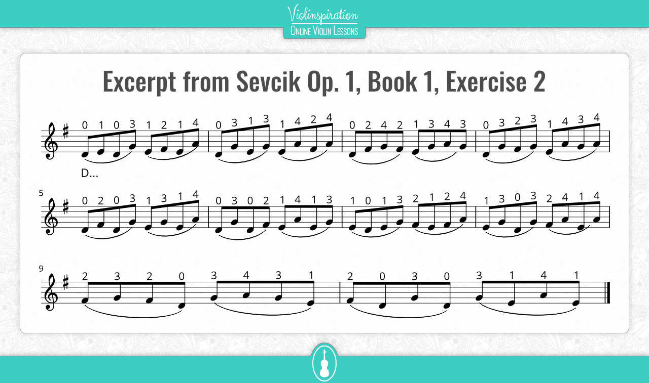 violin technique exercises - excerpt from Sevcik op. 1 book 1 exercise 2