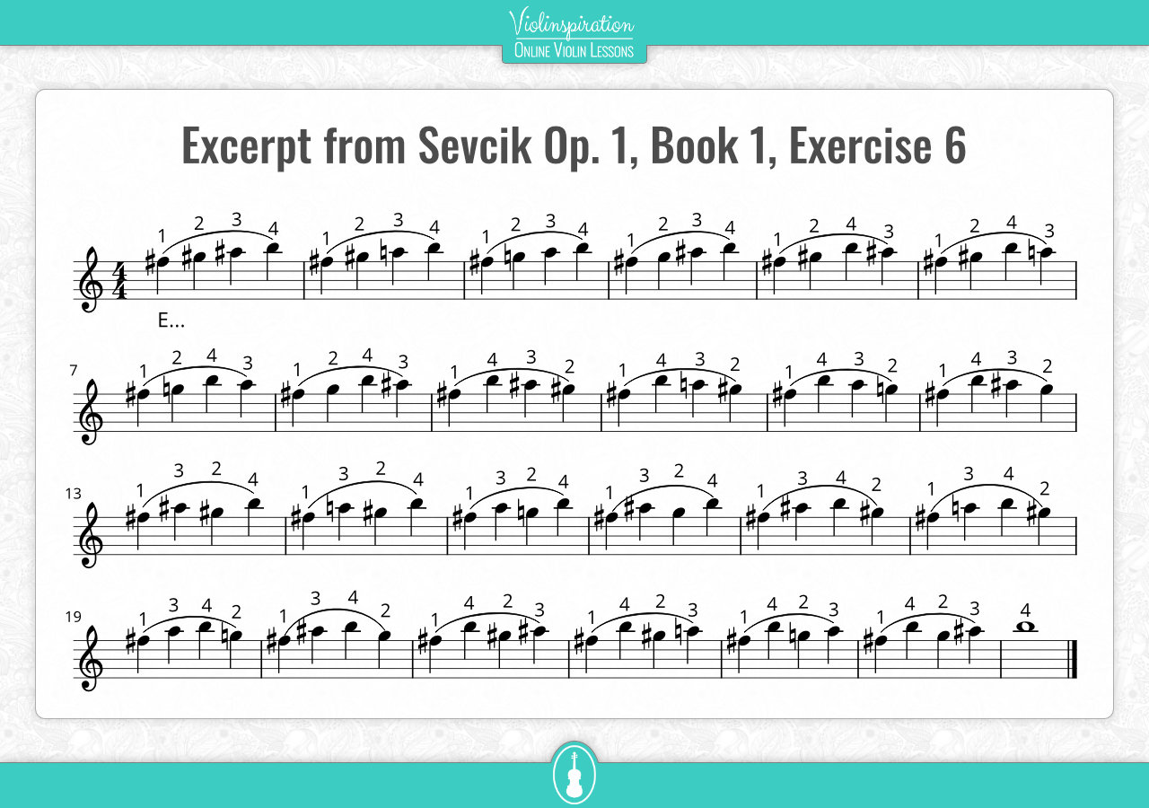 violin technique exercises - excerpt from Sevcik op. 1 book 1 exercise 6