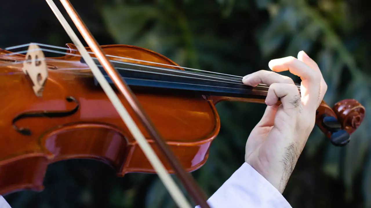 Violinist demonstrating vibrato with the left hand