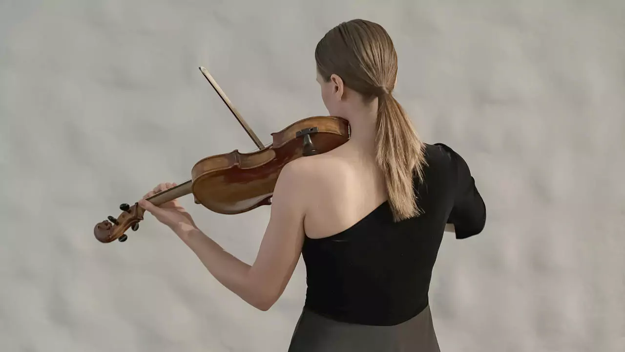 Woman performing a solo violin piece